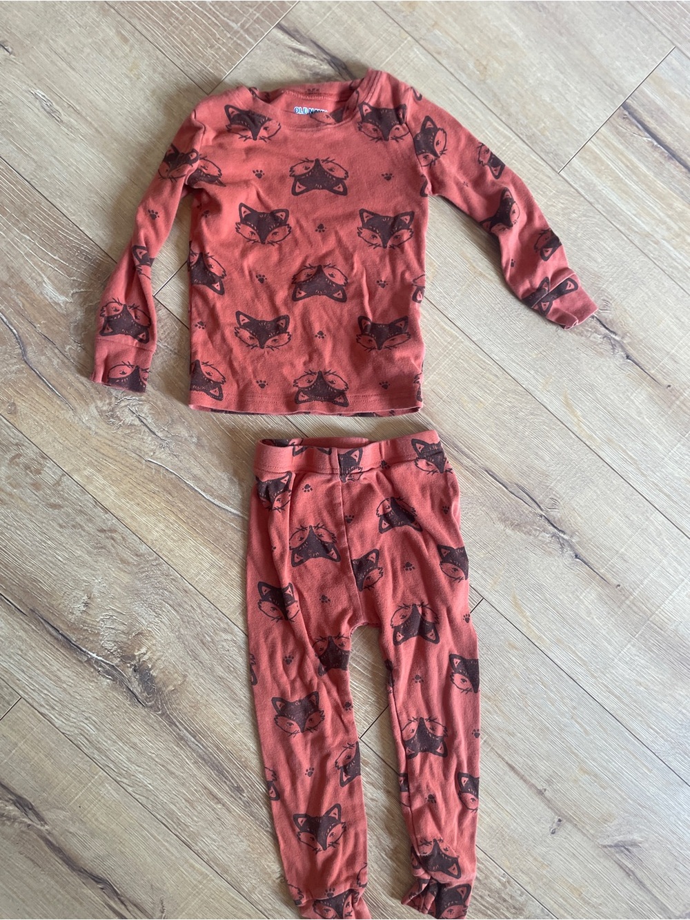 Old Navy Rust Fox Print Kids Long-Sleeve Pajama Set